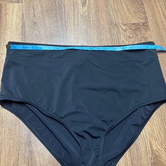 Lands End Solid Black Bikini Bottom Mid Rise Plus Size 1X Brief Banded Waist - Picture 3 of 5